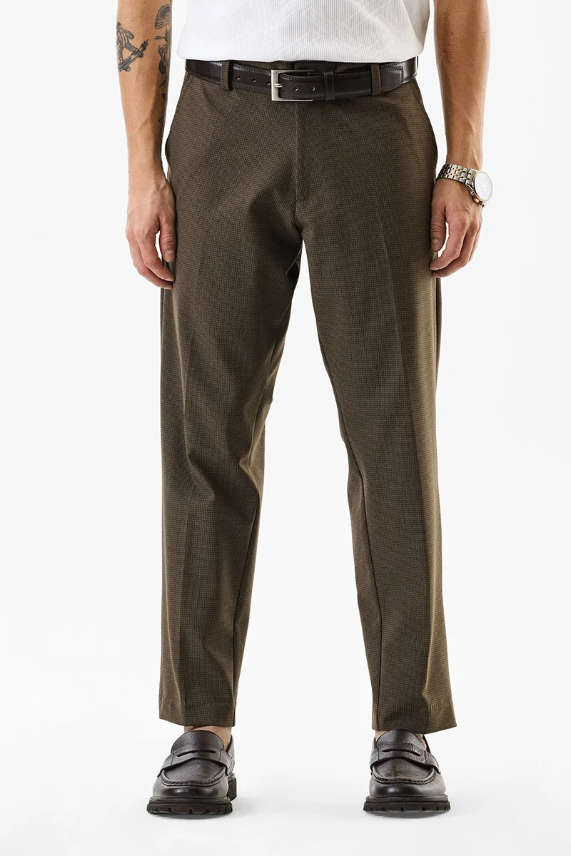 SNITCH Stretch Self-Design Slim Fit Trousers